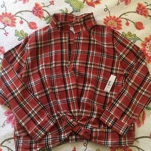 NoBo plus plaid flannel pullover